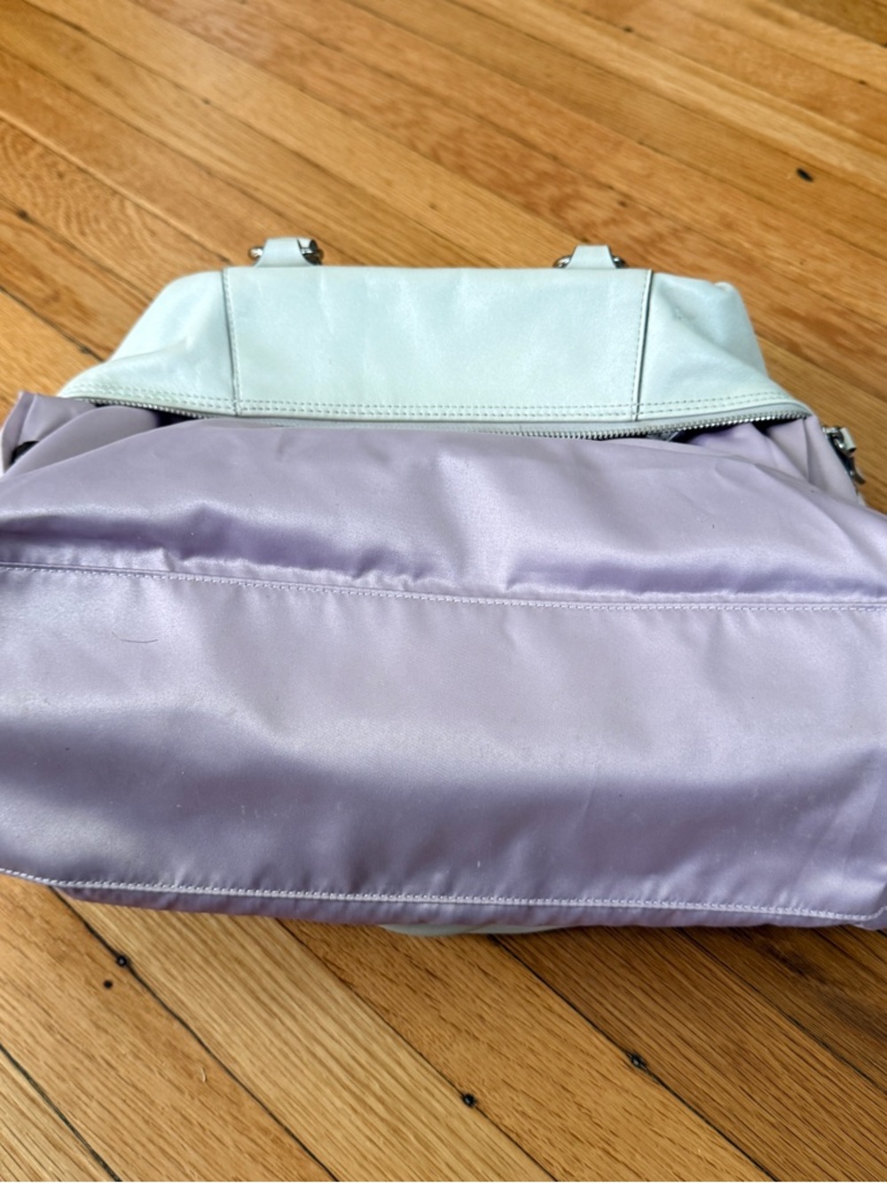 Coach F15447 Beige Leather Satchel w/ Strap Lavender Lining/silver hardware - Picture 7 of 16
